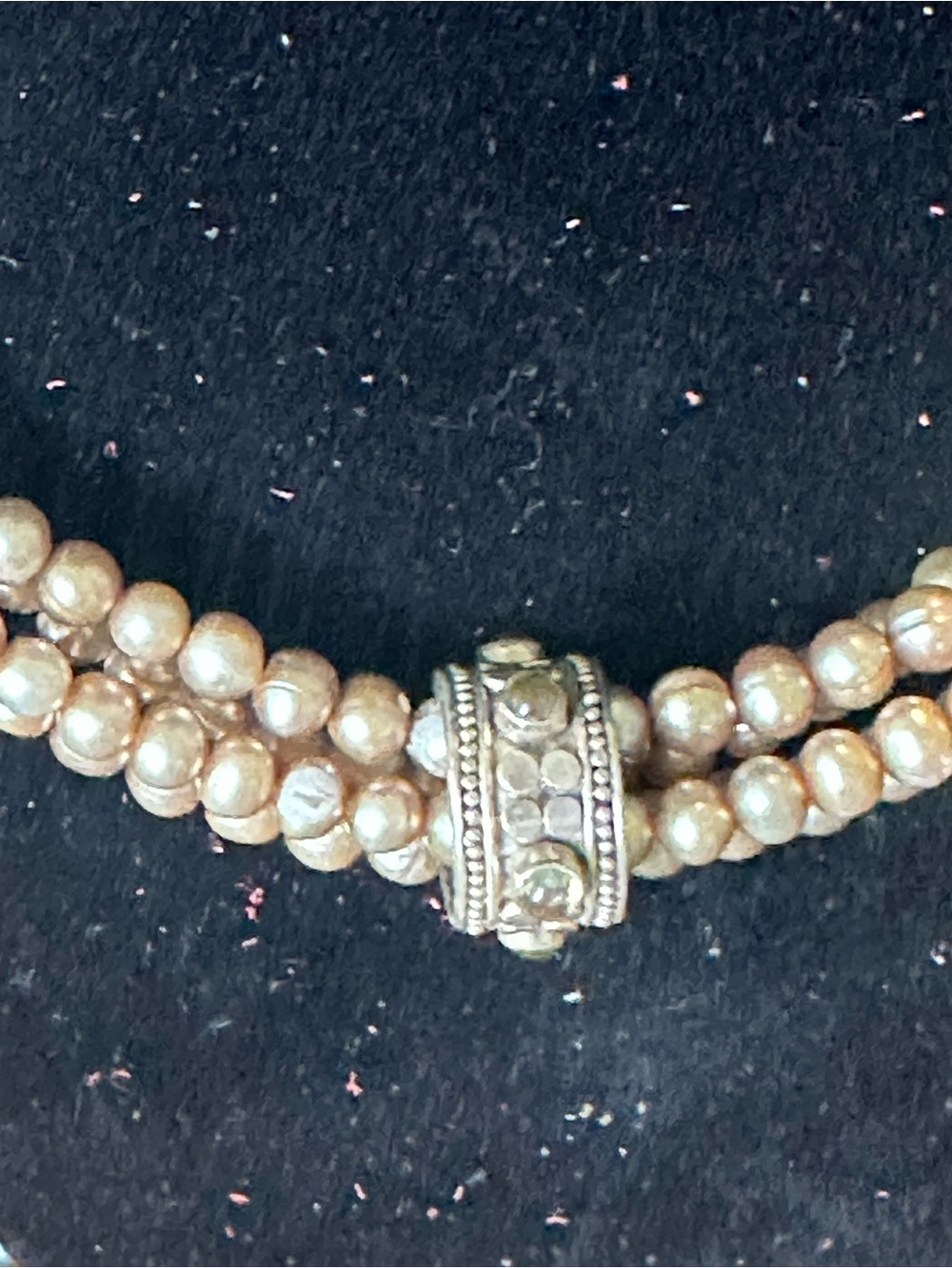 Pearl Beaded Multi-Strand Choker Necklace - Gold Tone